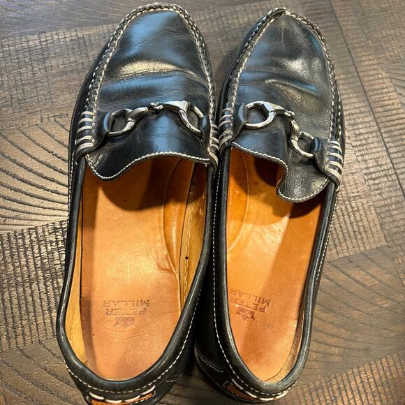 Peter Millar black leather horsebit driving loafers 9 Men